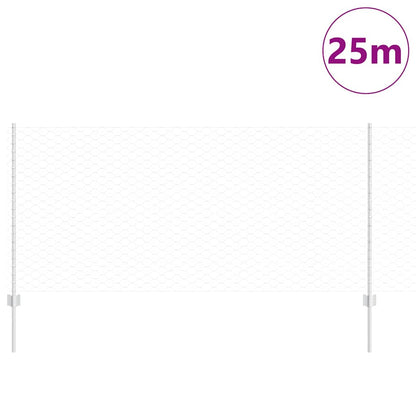 Fence with Post Silver 1 x 25 m Steel