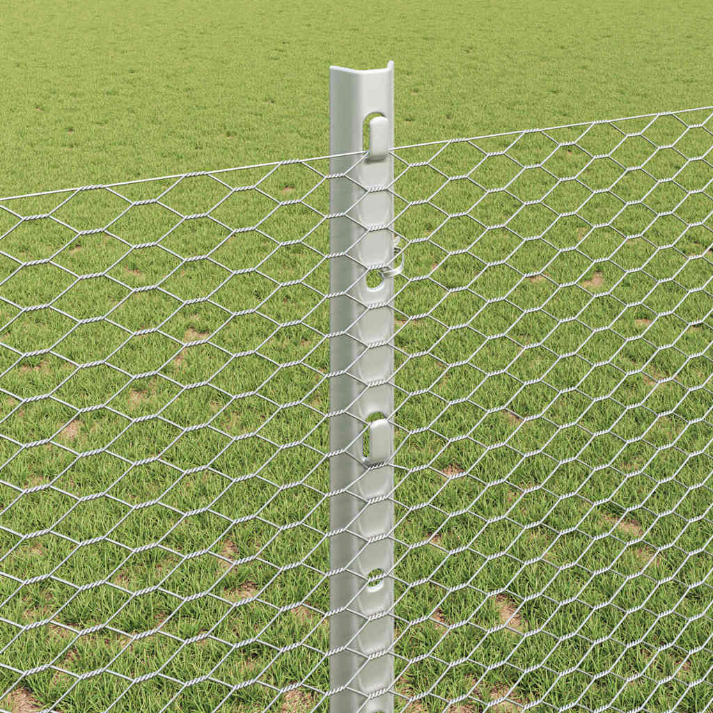 Fence with Post Silver 1.2 x 25 m Steel