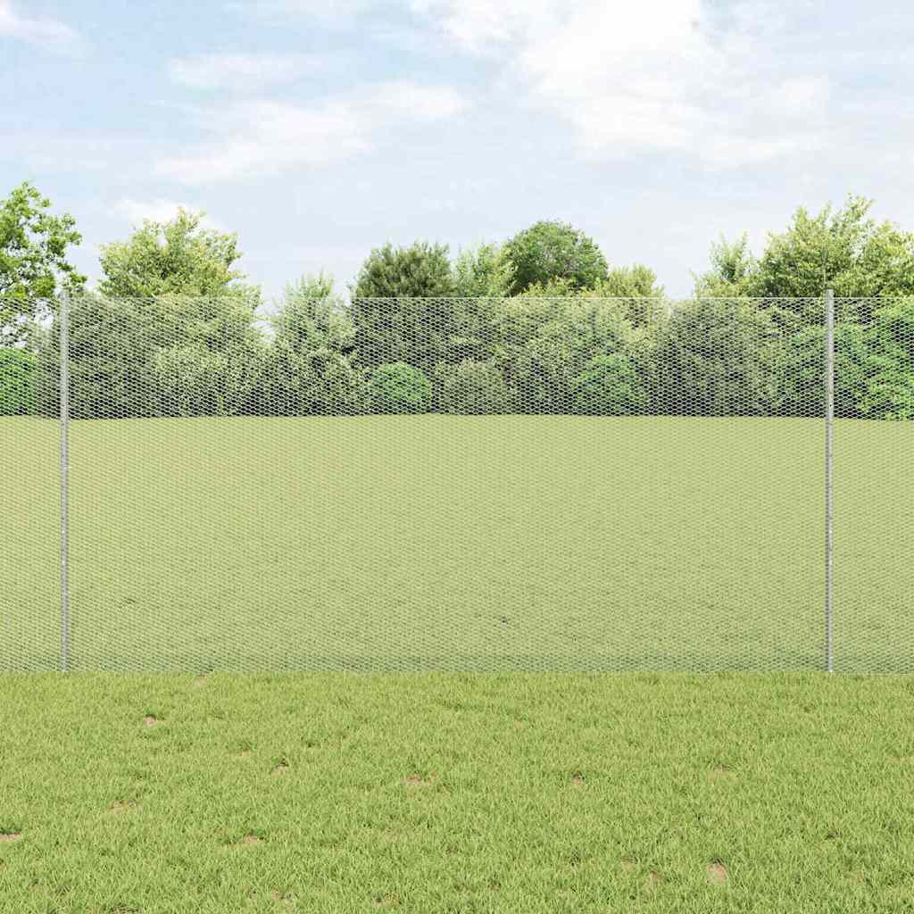 Fence with Post Silver 1.2 x 25 m Steel