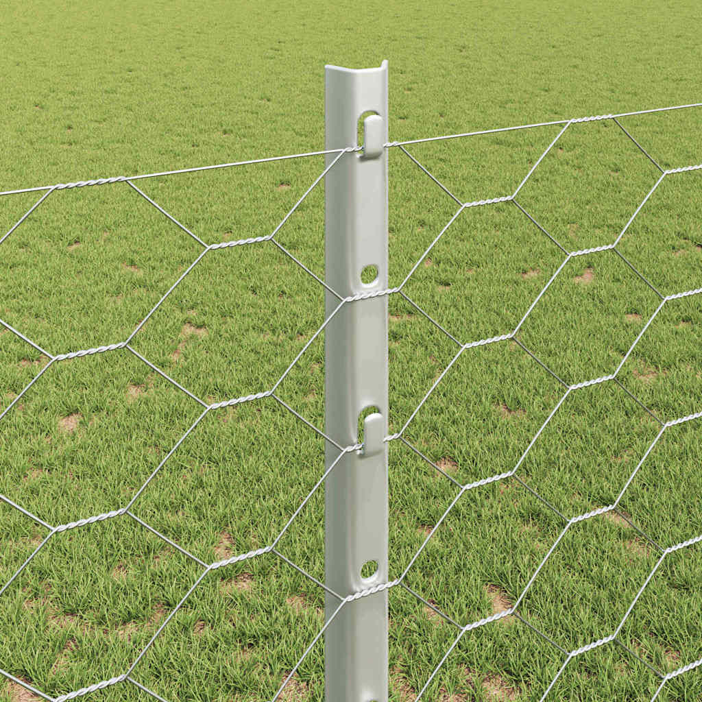 Fence with Post Silver 1.2 x 25 m Steel
