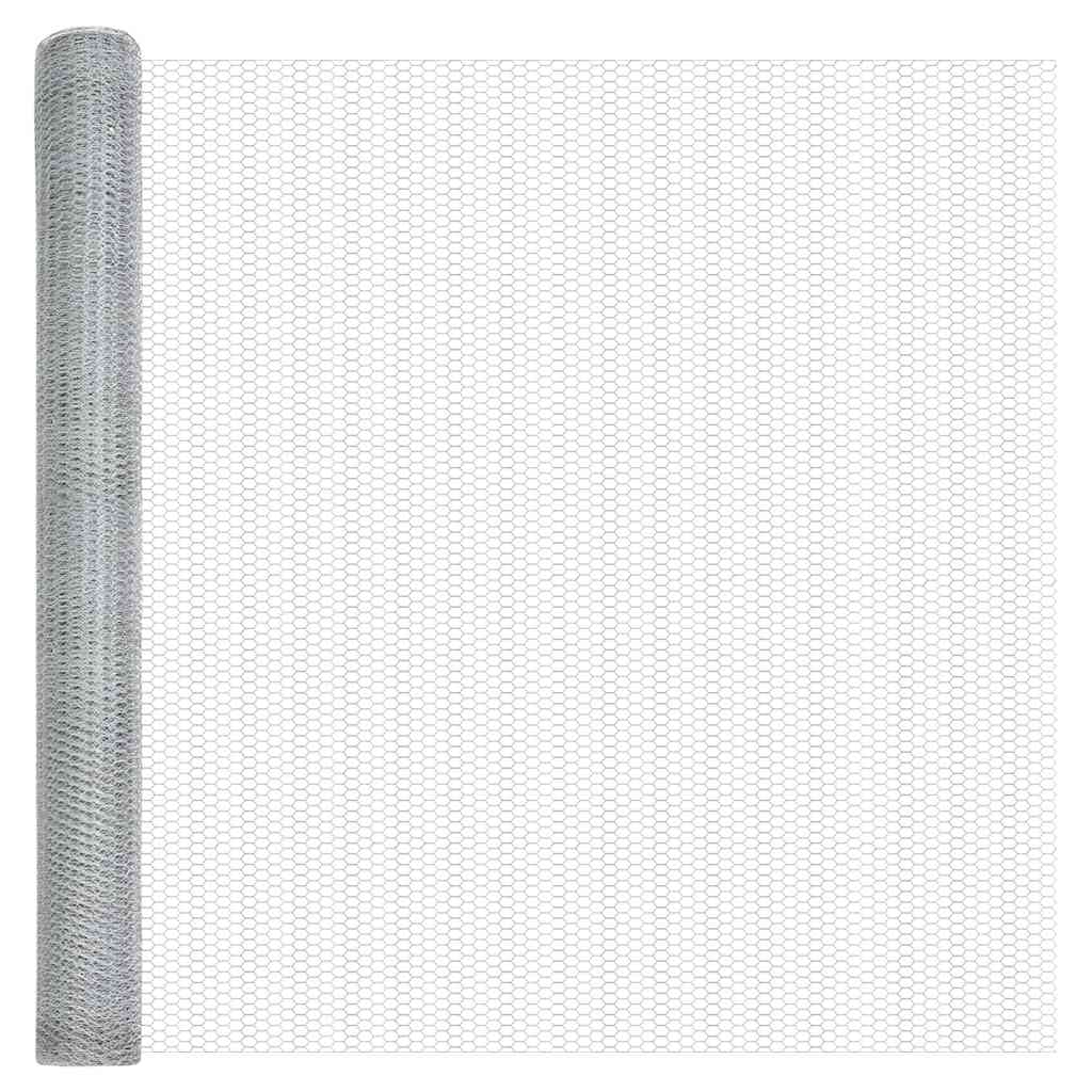 Fence with Post Silver 1.5 x 25 m Steel