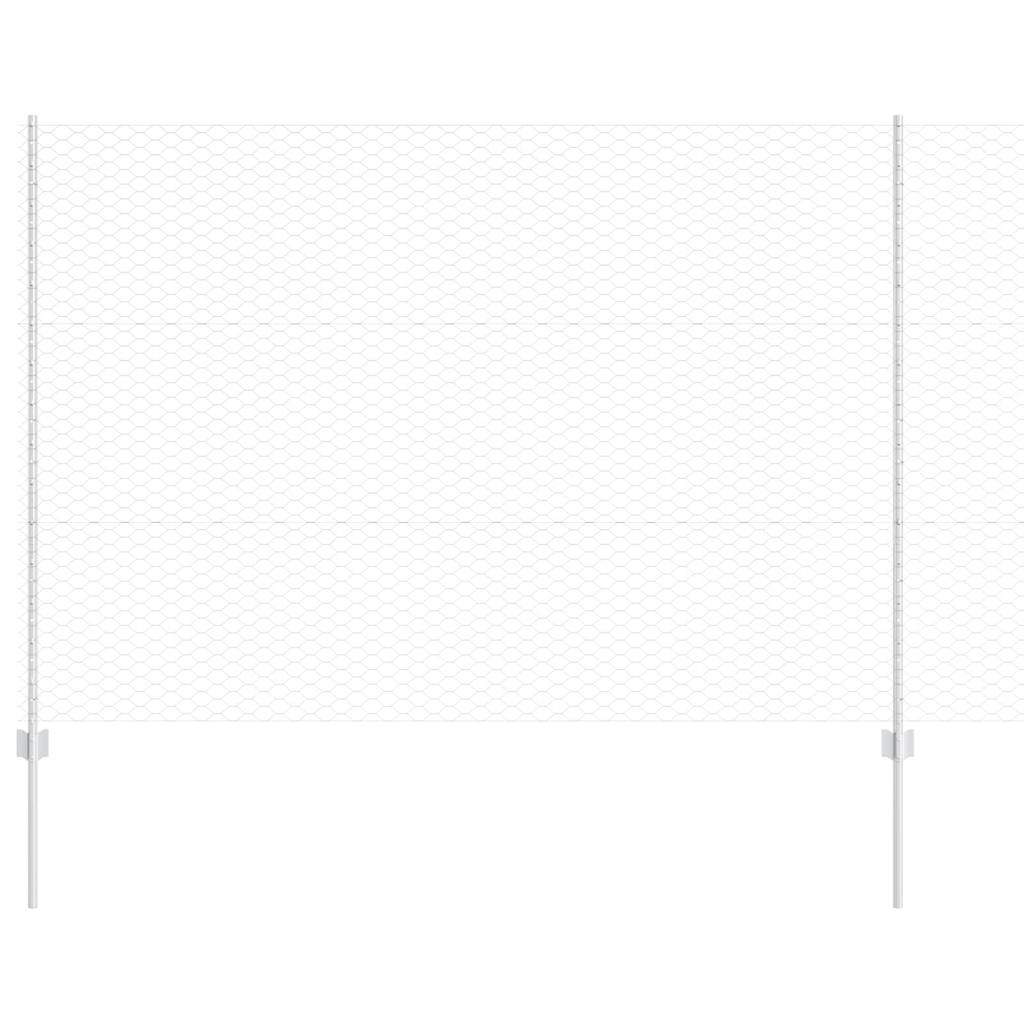 Fence with Post Silver 1.5 x 25 m Steel