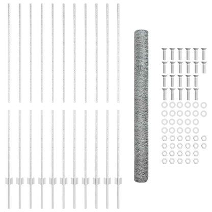 Fence with Post Silver 1.5 x 25 m Steel