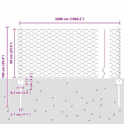 Welded Wire Fence 50 x 0.6 m (W x H) Hot-Dip Galvanised Steel