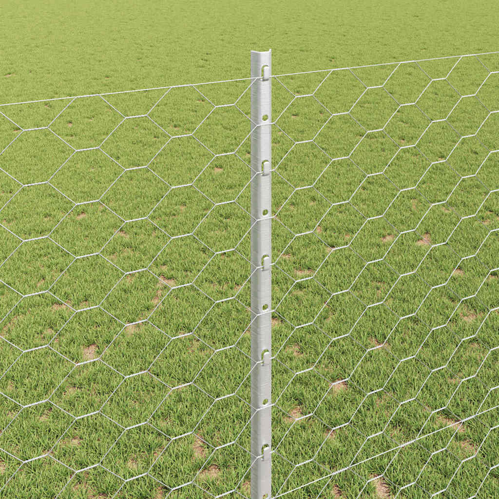 Fence with Post Silver 1.4 x 50 m Steel