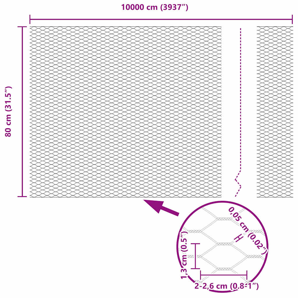 Welded Wire Fence 100 x 0.8 m (W x H) Hot-Dip Galvanised Steel