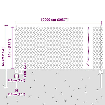 Welded Wire Fence 100 x 0.8 m (W x H) Hot-Dip Galvanised Steel