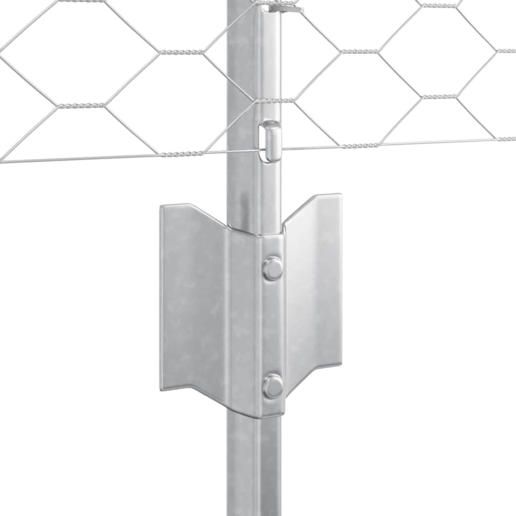 Fence with Post Silver 0.8 x 100 m Steel