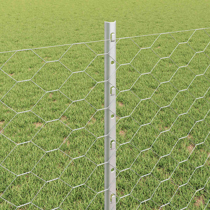 Fence with Post Silver 0.8 x 100 m Steel