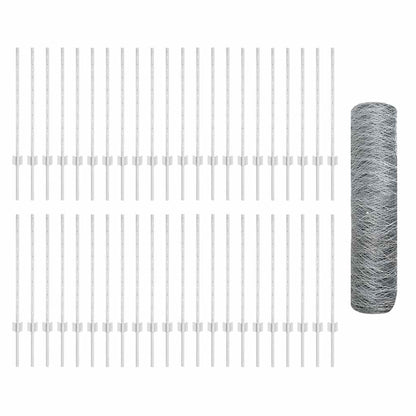 Fence with Post Silver 0.8 x 100 m Steel