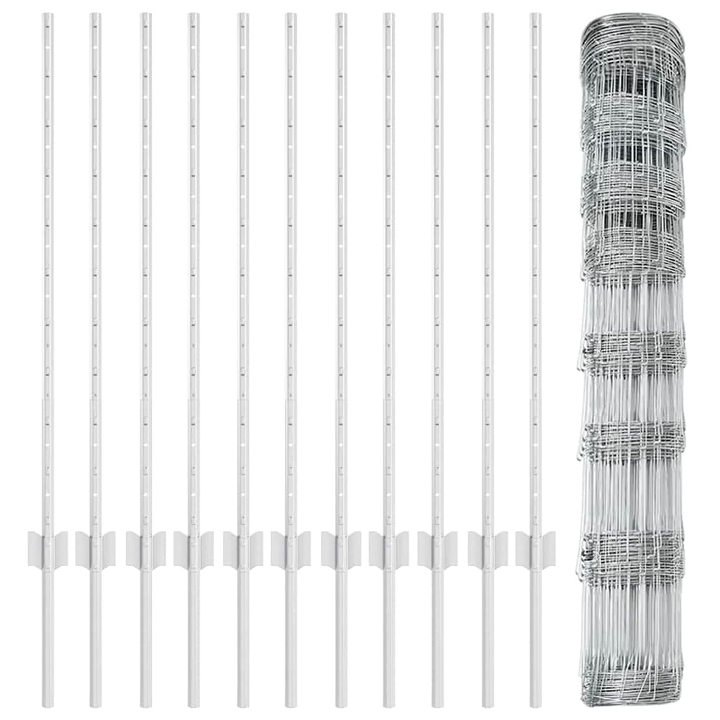 Wild Fence with Posts 25 x 1 m (W x H) Hot-Dip Galvanised Steel