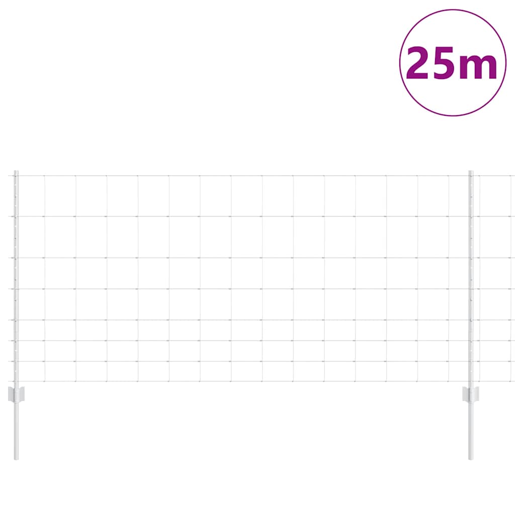 Wild Fence with Posts 25 x 1 m (W x H) Hot-Dip Galvanised Steel