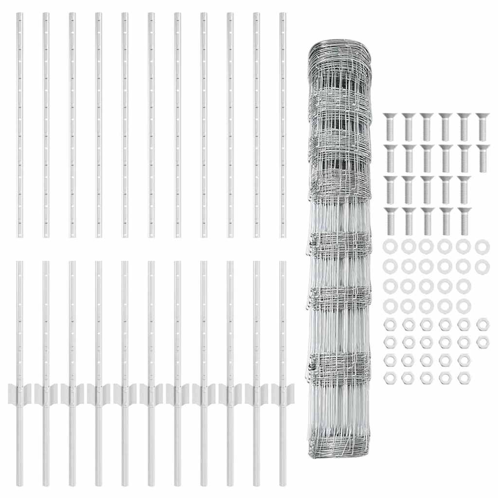 Wild Fence with Posts 25 x 1 m (W x H) Hot-Dip Galvanised Steel