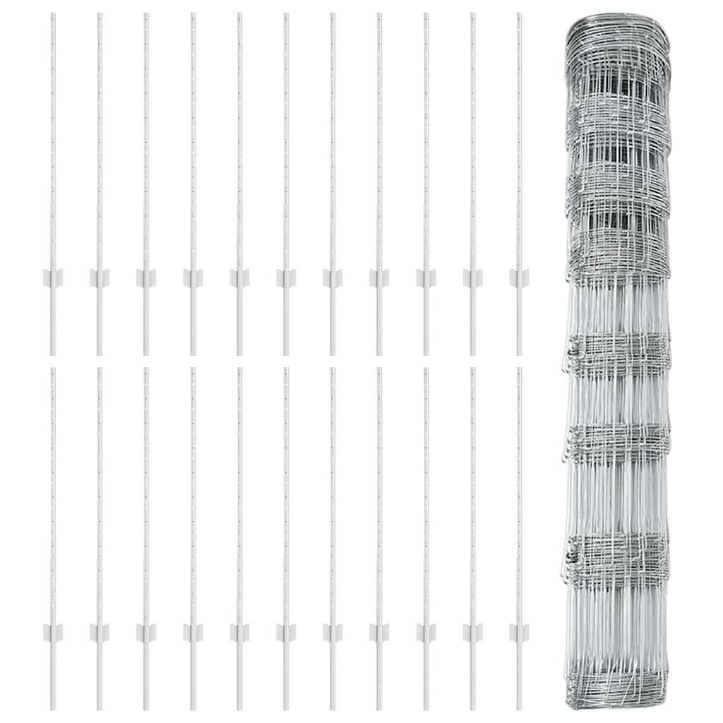 Wild Fence with Posts 50 x 1 m (W x H) Hot-Dip Galvanised Steel