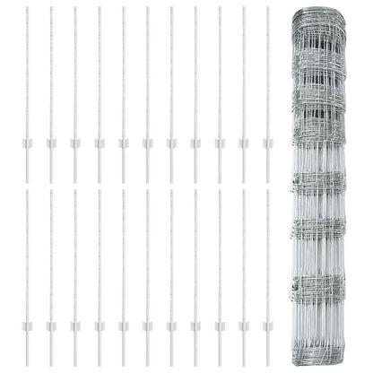 Wild Fence with Posts 50 x 1 m (W x H) Hot-Dip Galvanised Steel
