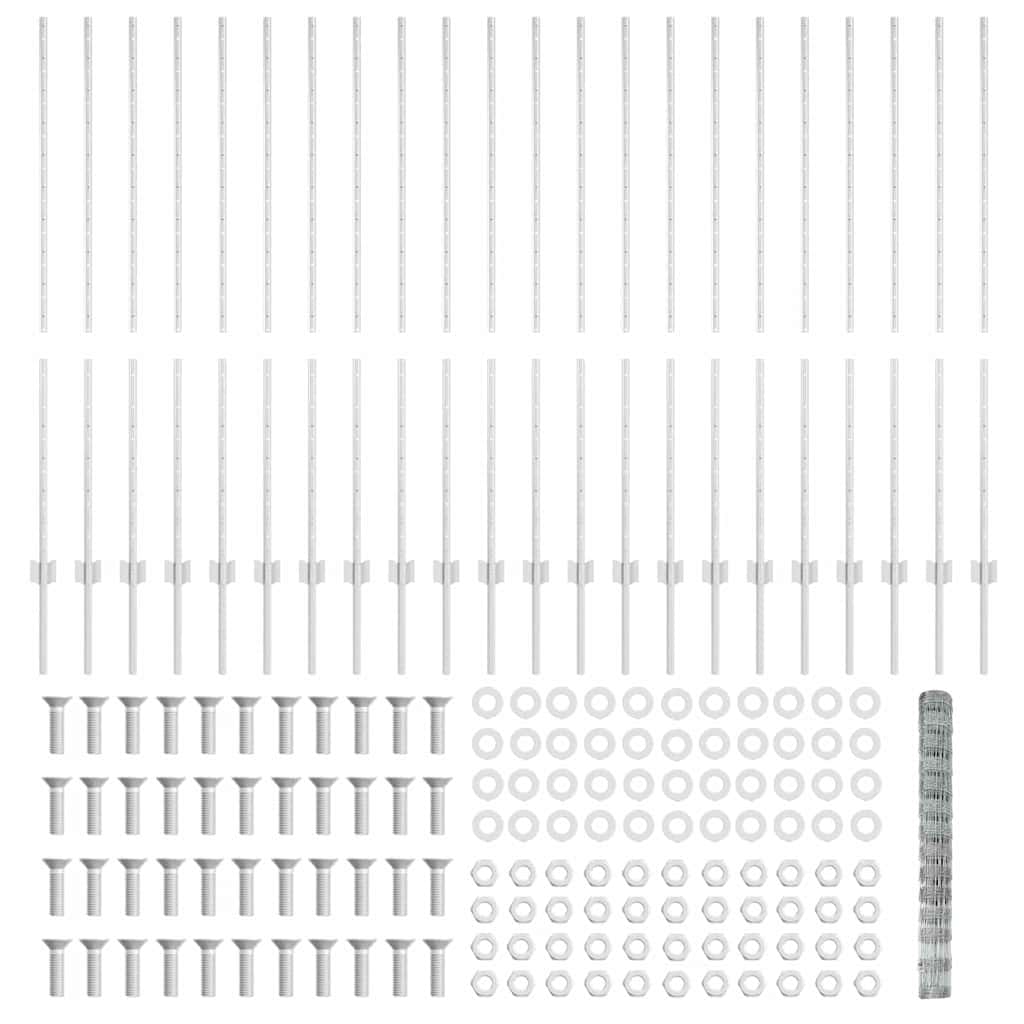 Fence with Post Silver 1.4 x 50 m Steel