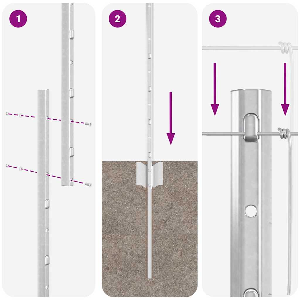 Fence with Post Silver 1.4 x 50 m Steel