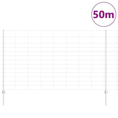 Fence with Post Silver 1.4 x 50 m Steel