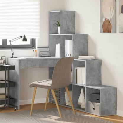 Corner Desk with Shelf Concrete Grey 101.5 x 149.5 x 149.5 cm