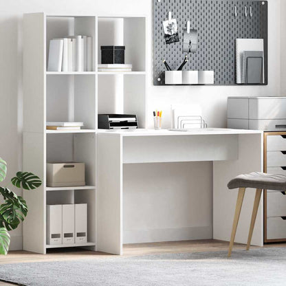 Desk White Engineered Wood 138.5 x 55 x 143 cm