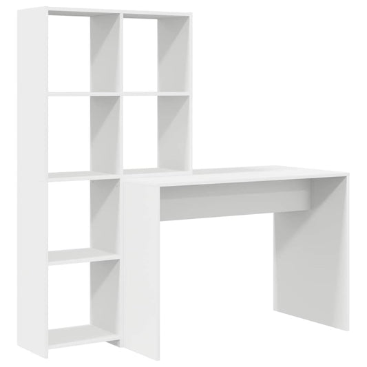 Desk with Shelf White 138.5 x 55 x 143 cm Engineered Wood