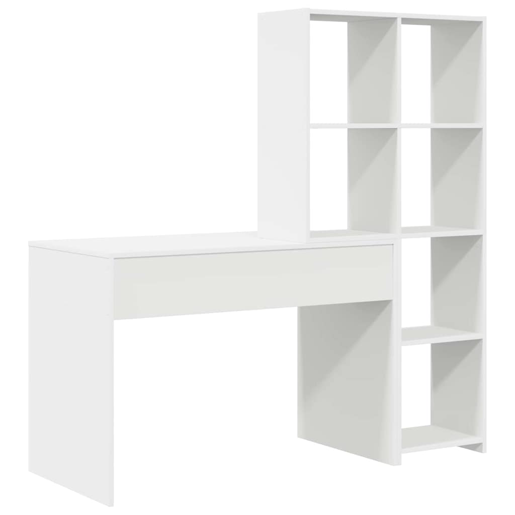 Desk White Engineered Wood 138.5 x 55 x 143 cm