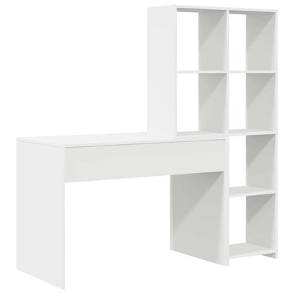 Desk White Engineered Wood 138.5 x 55 x 143 cm