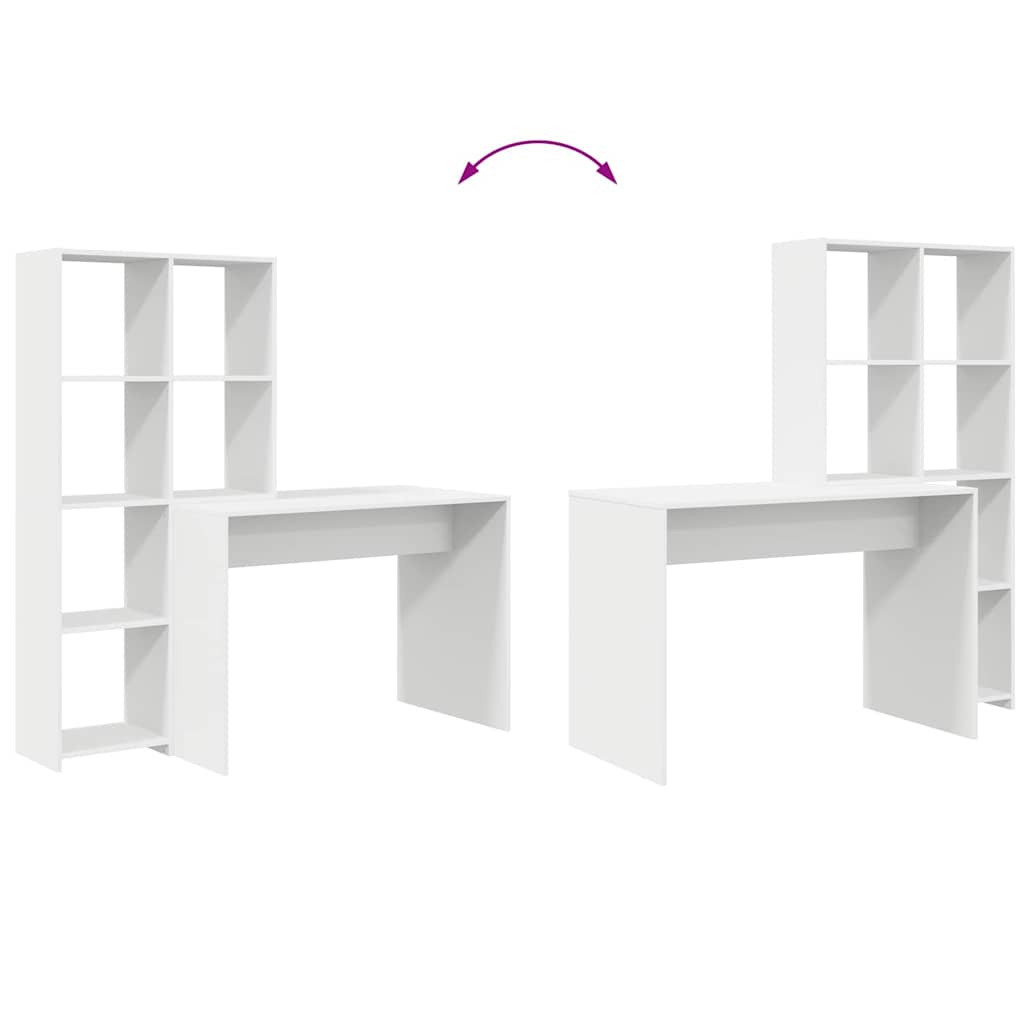 Desk White Engineered Wood 138.5 x 55 x 143 cm