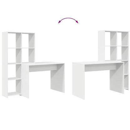 Desk with Shelf White 138.5 x 55 x 143 cm Engineered Wood