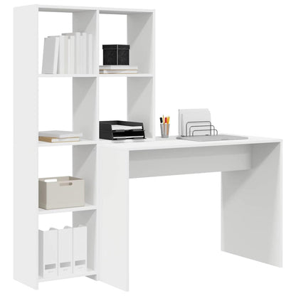 Desk White Engineered Wood 138.5 x 55 x 143 cm