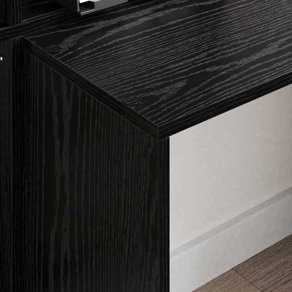 Desk with Shelf Black Oak 138.5 x 55 x 143 cm Engineered Wood