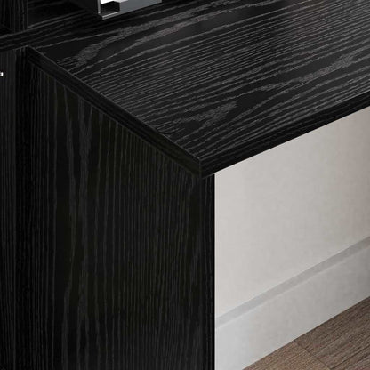 Desk with Shelf Black Oak 138.5 x 55 x 143 cm Engineered Wood