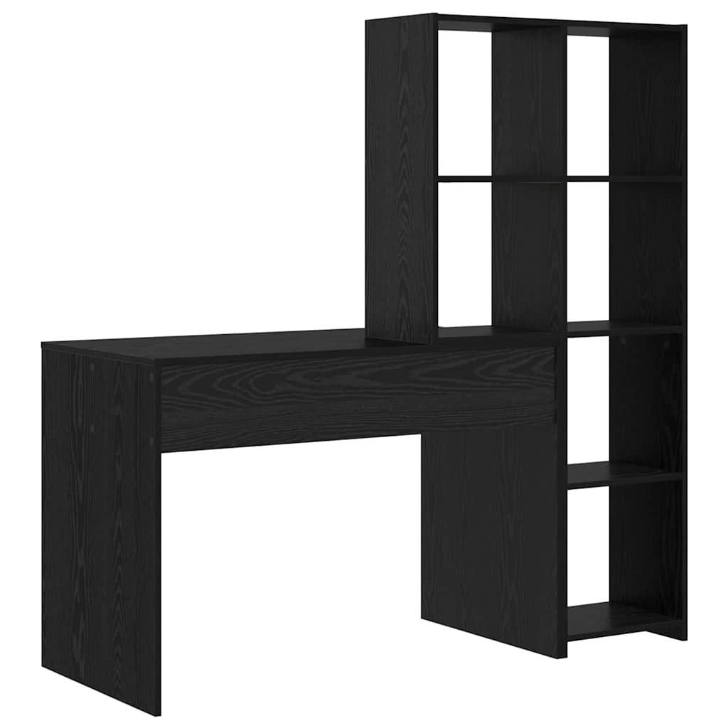 Desk with Shelf Black Oak 138.5 x 55 x 143 cm Engineered Wood