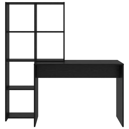 Desk with Shelf Black Oak 138.5 x 55 x 143 cm Engineered Wood