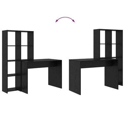 Desk with Shelf Black Oak 138.5 x 55 x 143 cm Engineered Wood