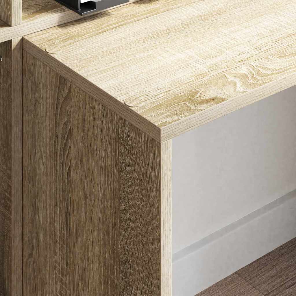 Desk with Shelf Sonoma Oak 138.5 x 55 x 143 cm Engineered Wood
