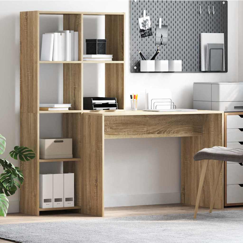 Desk Sonoma Oak Engineered Wood 138.5 x 55 x 143 cm
