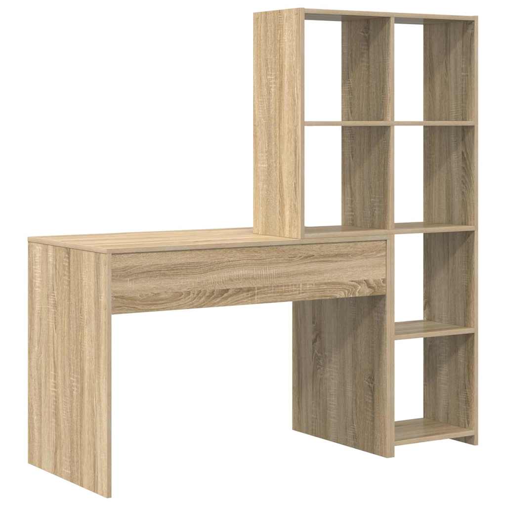 Desk with Shelf Sonoma Oak 138.5 x 55 x 143 cm Engineered Wood