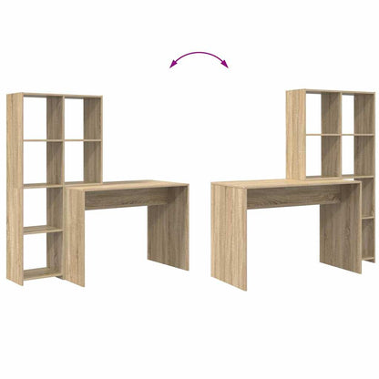Desk with Shelf Sonoma Oak 138.5 x 55 x 143 cm Engineered Wood