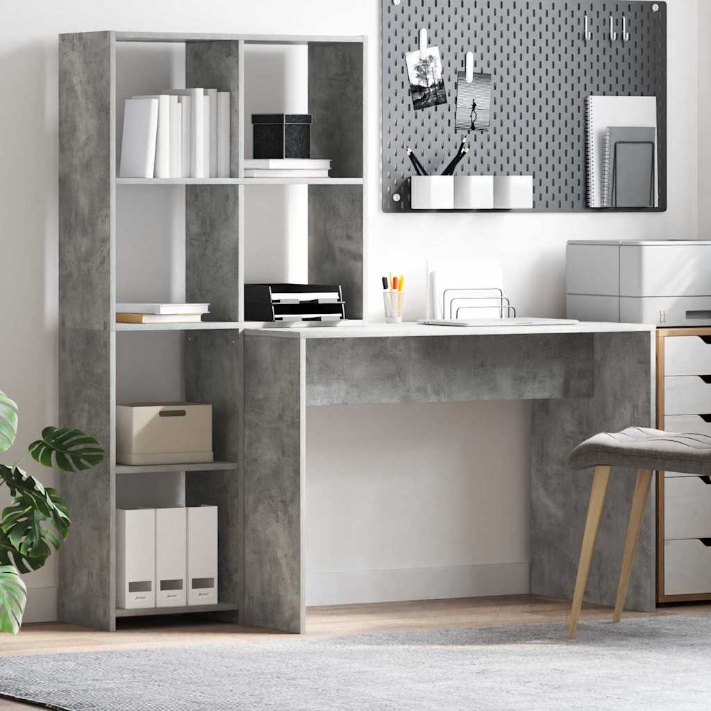 Desk Concrete Grey Engineered Wood 138.5 x 55 x 143 cm