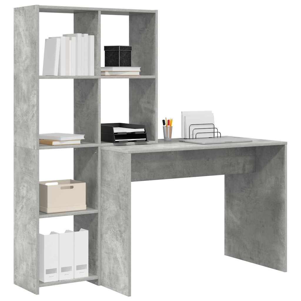 Desk Concrete Grey 138.5 x 55 x 143 cm Engineered Wood