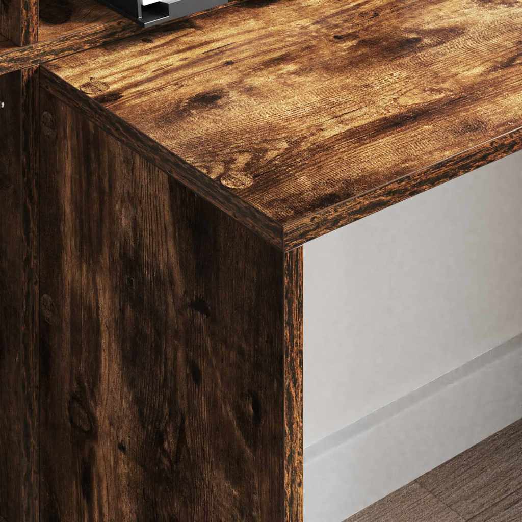 Desk with Shelf Smoked Oak 138.5 x 55 x 143 cm Engineered Wood