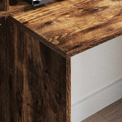 Desk with Shelf Smoked Oak 138.5 x 55 x 143 cm Engineered Wood
