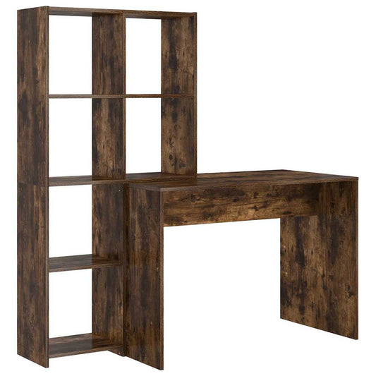 Desk with Shelf Smoked Oak 138.5 x 55 x 143 cm Engineered Wood