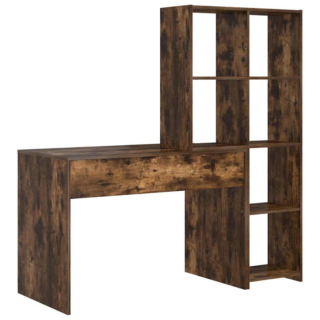 Desk Smoked Oak Engineered Wood 138.5 x 55 x 143 cm