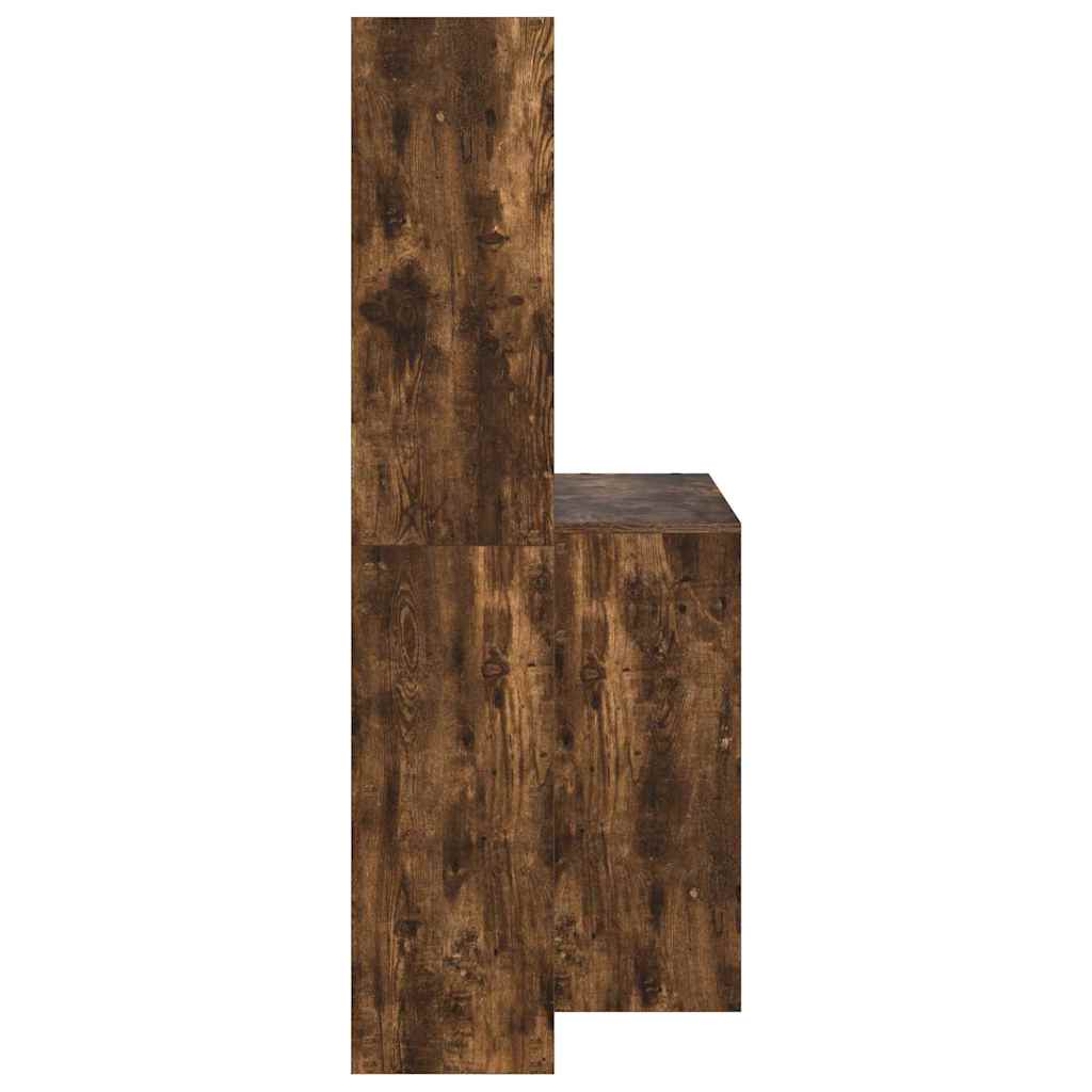 Desk with Shelf Smoked Oak 138.5 x 55 x 143 cm Engineered Wood