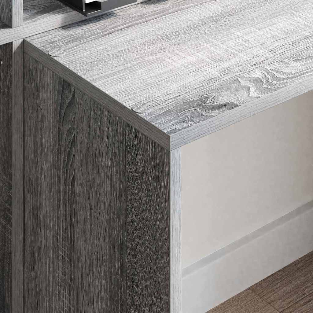 Desk with Shelf Grey Sonoma 138.5 x 55 x 143 cm Engineered Wood