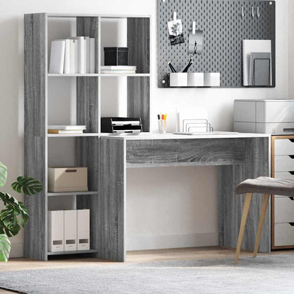 Desk Grey Sonoma Engineered Wood 138.5 x 55 x 143 cm