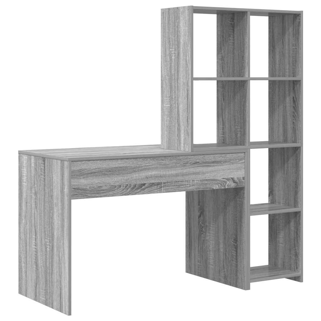Desk with Shelf Grey Sonoma 138.5 x 55 x 143 cm Engineered Wood