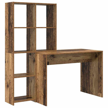 Desk with Shelf Old Wood 138.5 x 55 x 143 cm Engineered Wood
